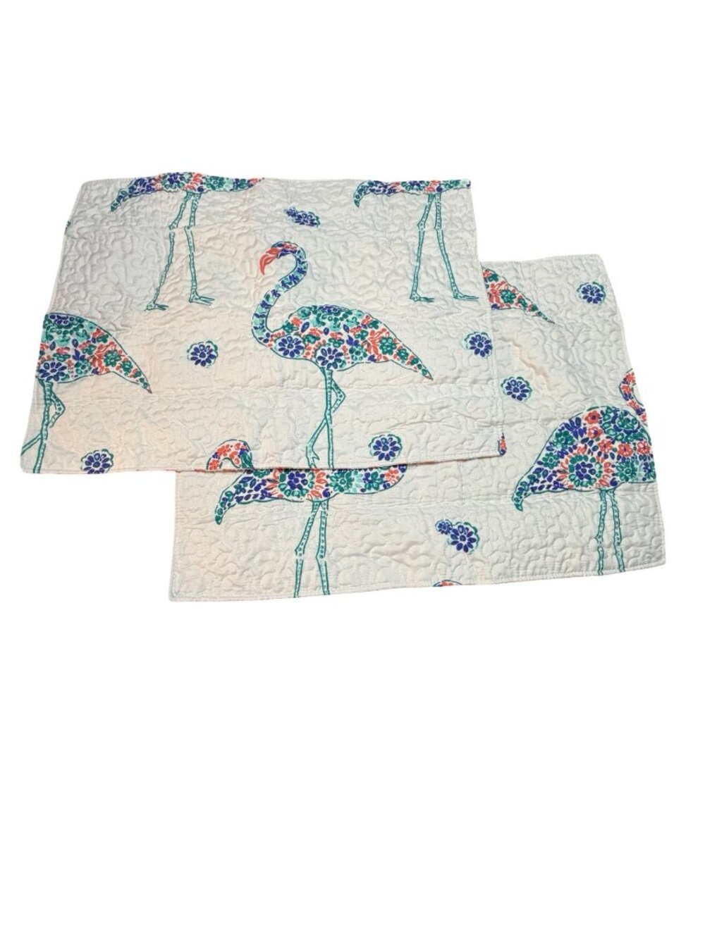 Flamingo Floral Quilted Pillow Shams Set of 2 Beall's Imports Tropical